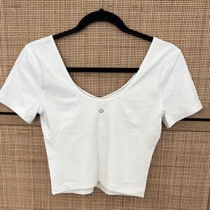 Lululemon White Cropped Workout Top